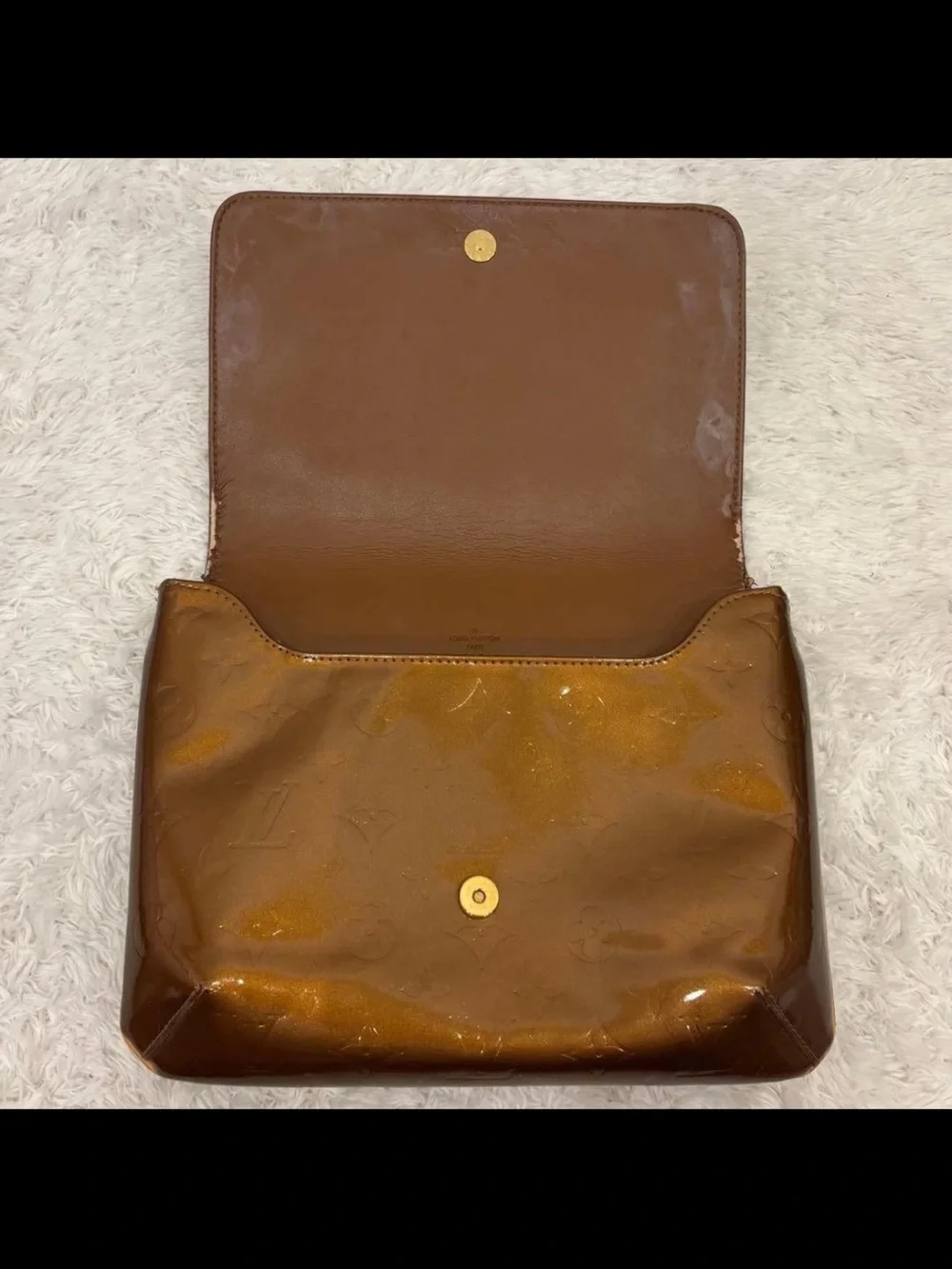 Louis Vuitton Brown Monogram Vernis Flap Clutch